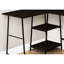 Bureau d'ordinateur en forme de L pour bureau à domicile, l 48 po, stratifié brun, métal noir, avec rangement amélioré, aspect moderne