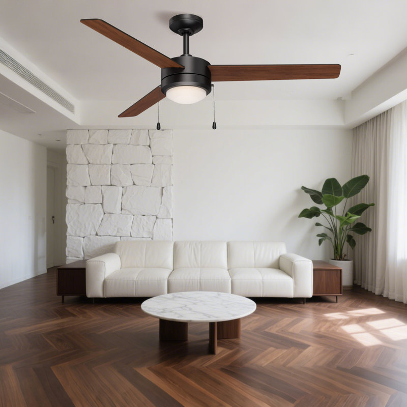 Ventilateur de plafond intérieur noir mat Jet3 de 52 po avec pales réversibles en noyer / noir, lumière DEL, 3, 157
