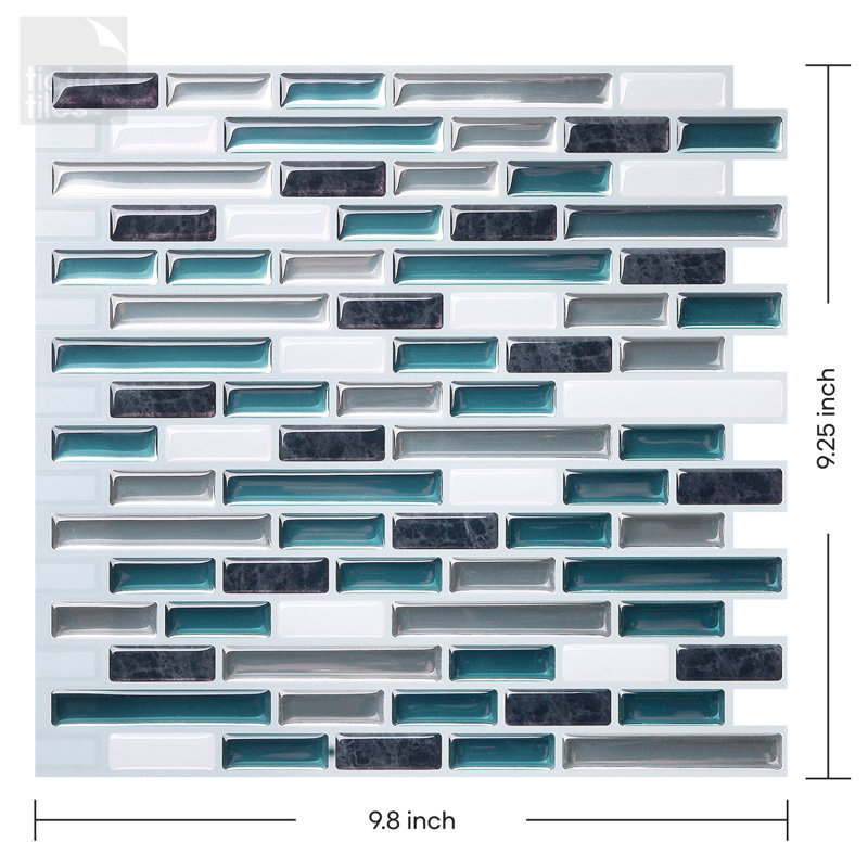 Carreau de mosaïque Peel & collez en PVC 9,25 po x 9,81 po