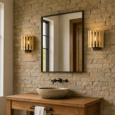 Suratto Wall Sconce - 7"H - Matte Black/Honey Blonde