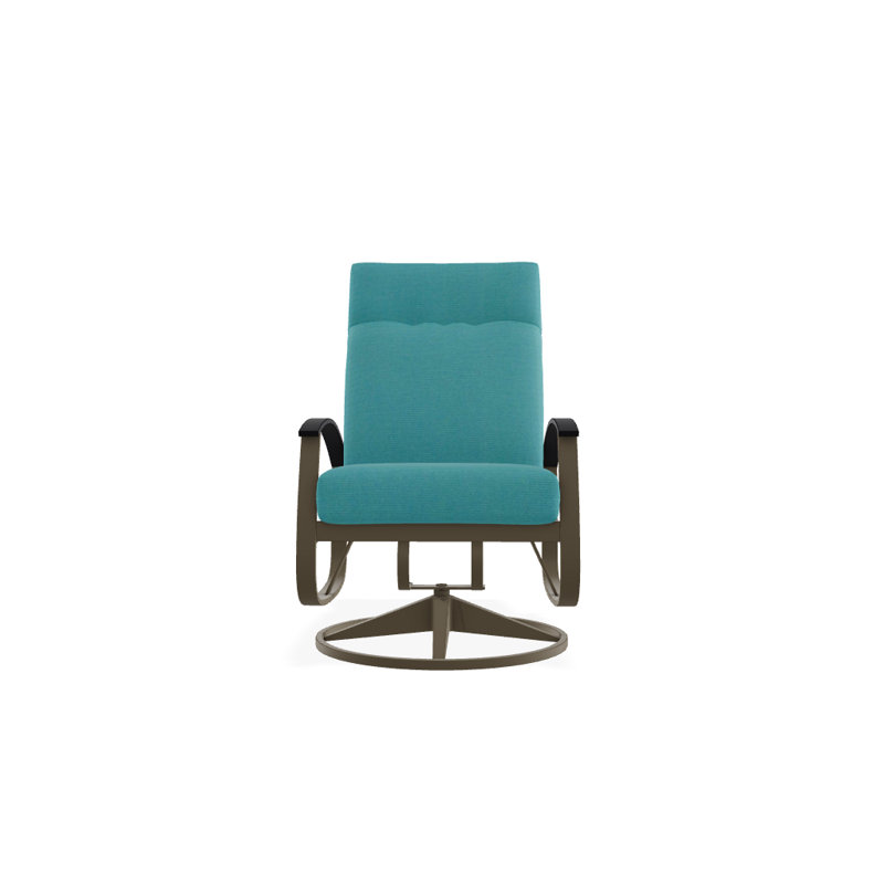 Chaise de patio pivotante avec coussins Askar, Toile Aruba Sunbrella®, Blanc P50, Bois de plage texturé