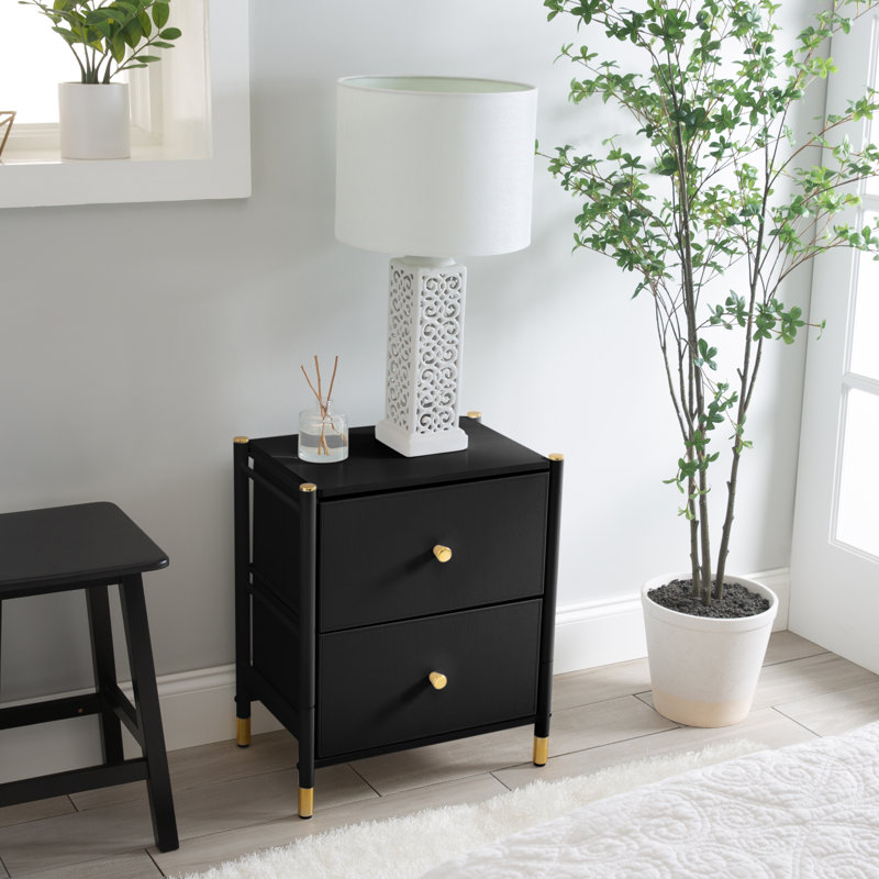 18.11'' W Metal Nightstand, Black