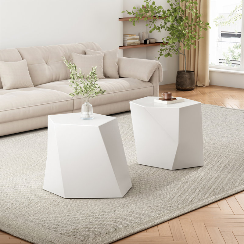 Modern Mgo Coffee Table Set, White