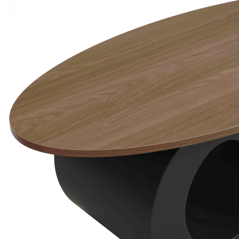 Nesting Coffee Table Set of 2, Oral and Round Coffee Table Set, Industrial Table for Living Room, Large 47.24'', Small 19.69''