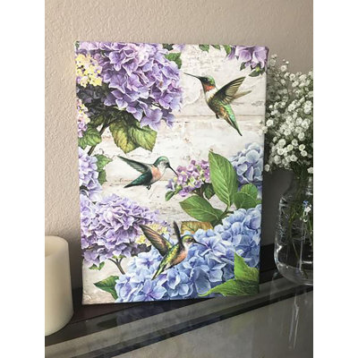 Hummingbirds and Hydrangeas Canvas Wall Art