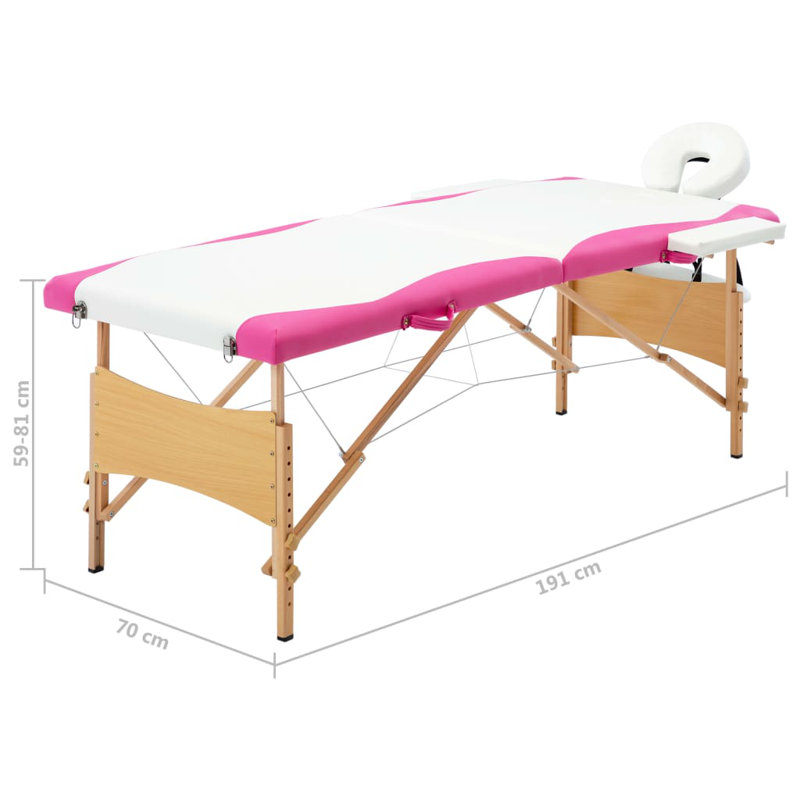 75.2'' Rectangular Adjustable Folding Table, White/Pink