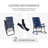 3 Piece Outdoor Patio Furniture Set With Glass Coffee Table & 2 Folding Padded Rocking Chairs, Bistro Style For Porch, Camping, Balcony, Navy Blue