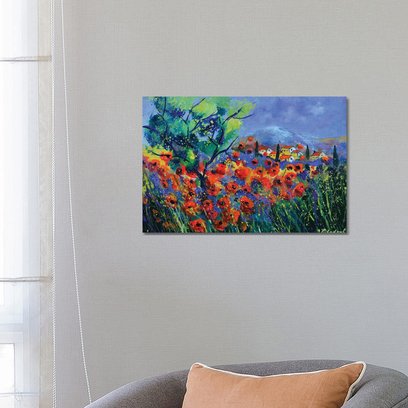 Red Poppies in Provence - 541120 1 Piece Wrapped Canvas Painting, 66.04 cm H x 45.72 cm W x 3.175 cm D
