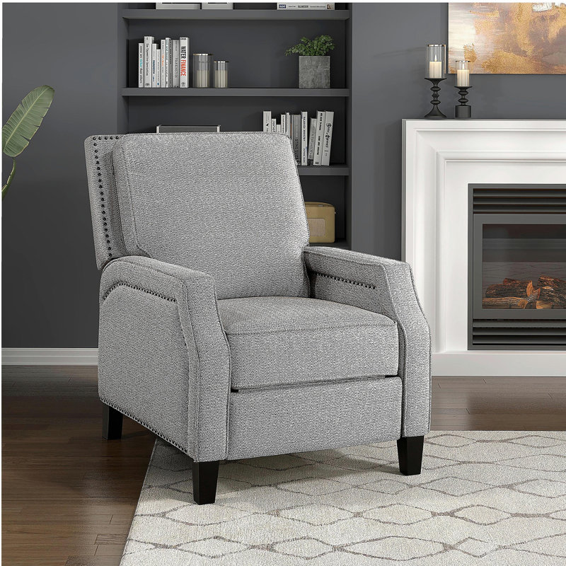 Fauteuil inclinable à dossier poussoir en tissu de chenille de style transitionnel avec repose-pieds et siège auto-inclinable 1 pièce