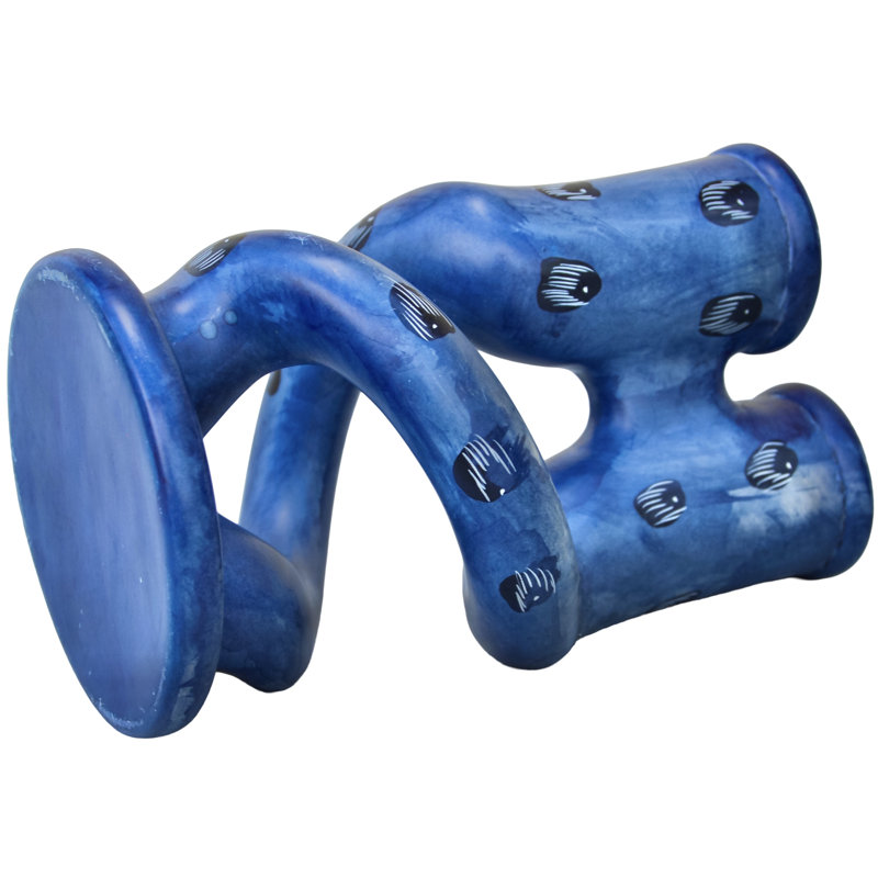 Handcrafted Blue West-African Soapstone Candleholders