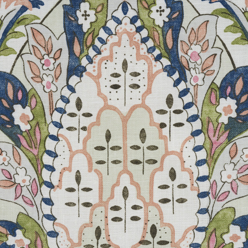 Tissu à motif cachemire Layla, Vert et rose