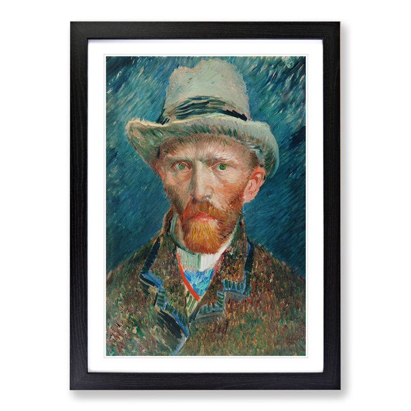 Self-Portrait Vol.2 by Vincent Van Gogh - Picture Frame Painting, 48cm H x 36cm W x 2cm D, Black Framed