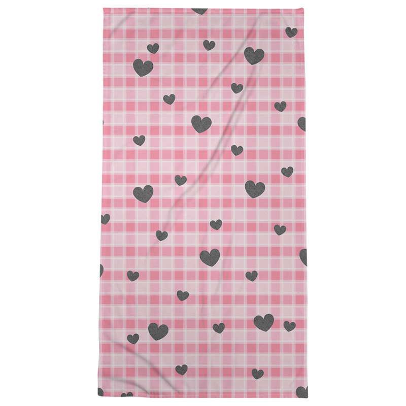 Bath Towel, Pink/Black, Poly/Cotton, Bath Towel