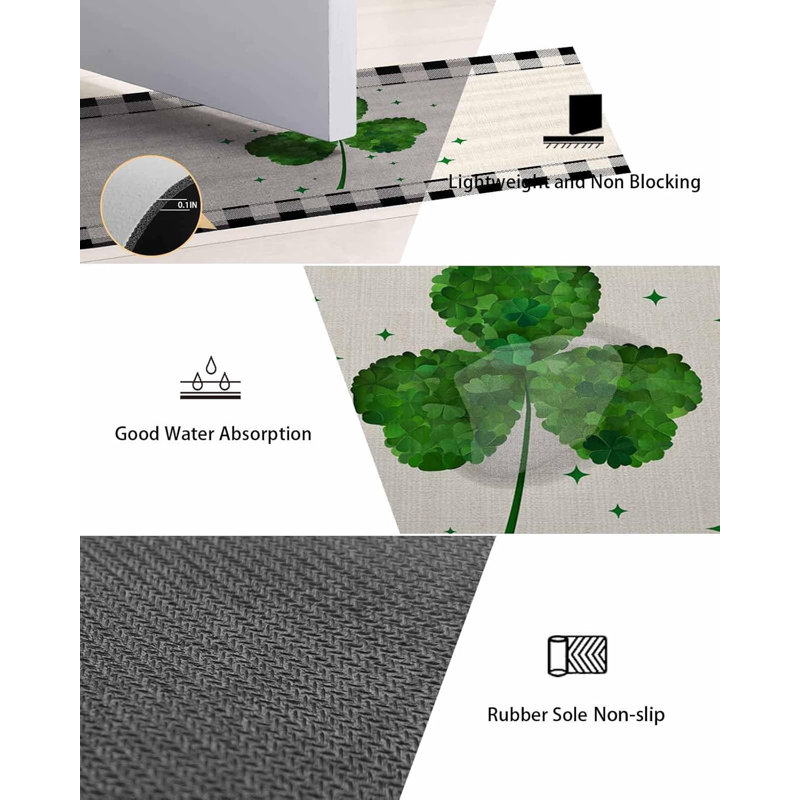 Tapis de salle de bain St. Patrick Lucky Shamrock Leaves Diatomaceous Earth