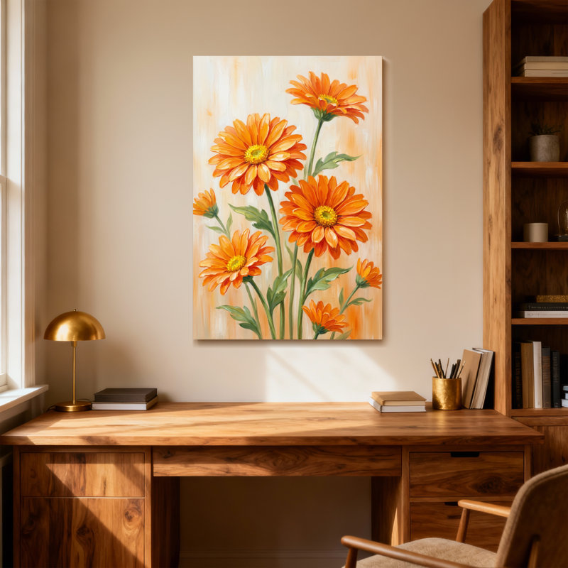 Marguerites orange de la Saint-Valentin sur fond doux, H 48 po x l 32 po