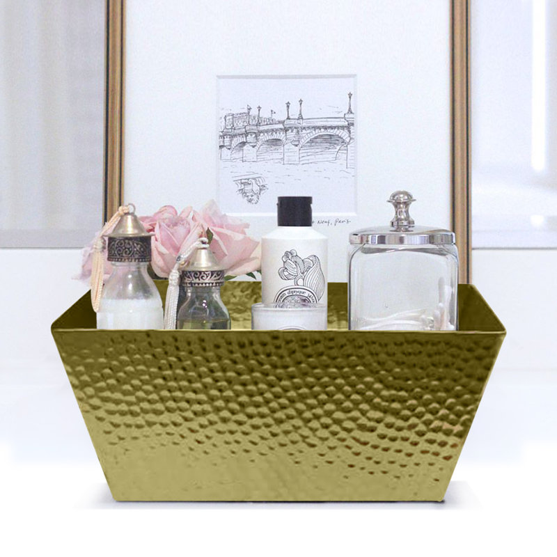 Tatara Group Decorative Basket, 5.25" H x 12" W x 7.25" D, Gold