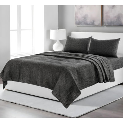 Four Piece Onyx Linen Sheet Set