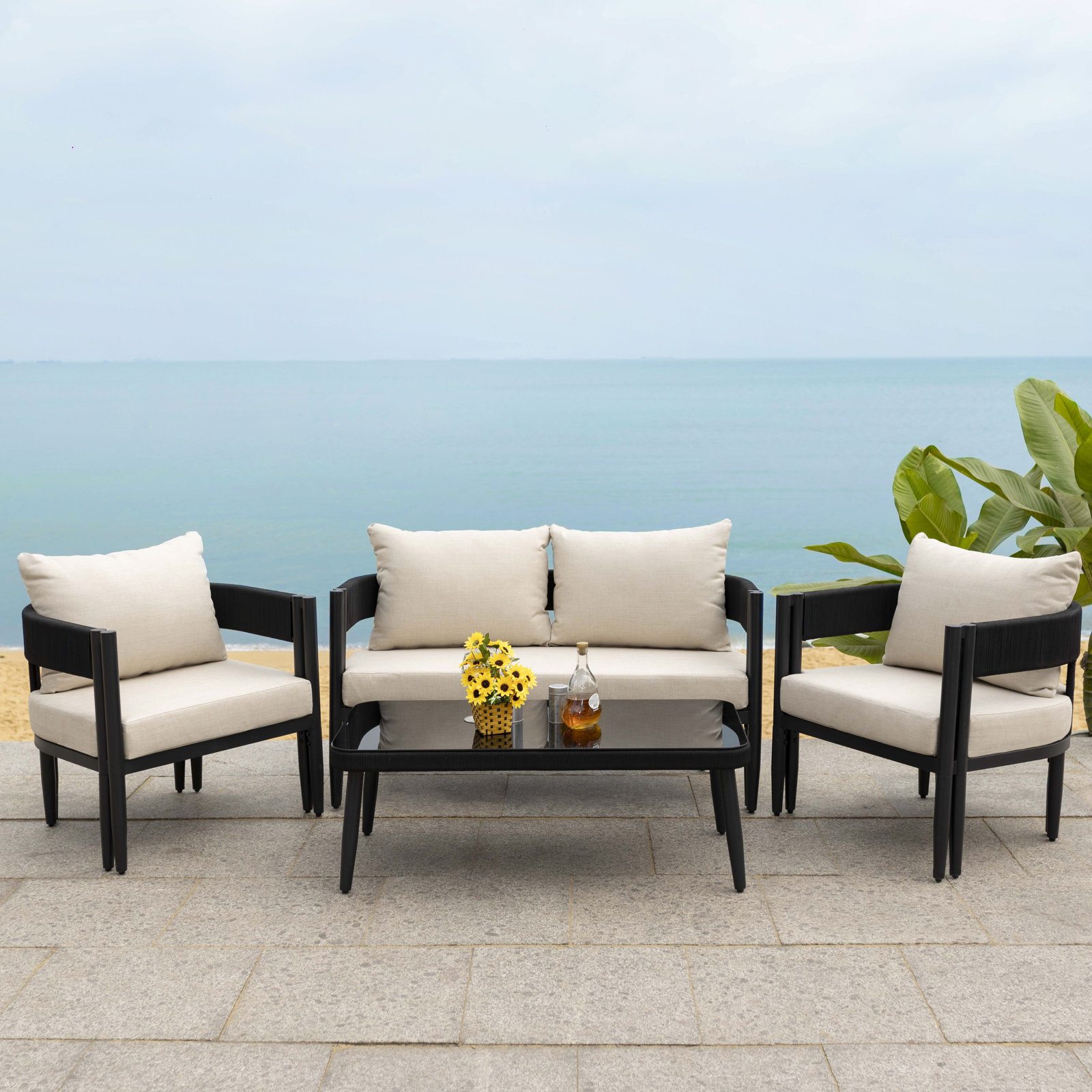 Viola 4 Piece Conversation Set, Taupe