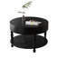 Table basse avec compartiment caché, table basse ronde avec tablette de rangement pour le salon-753806394