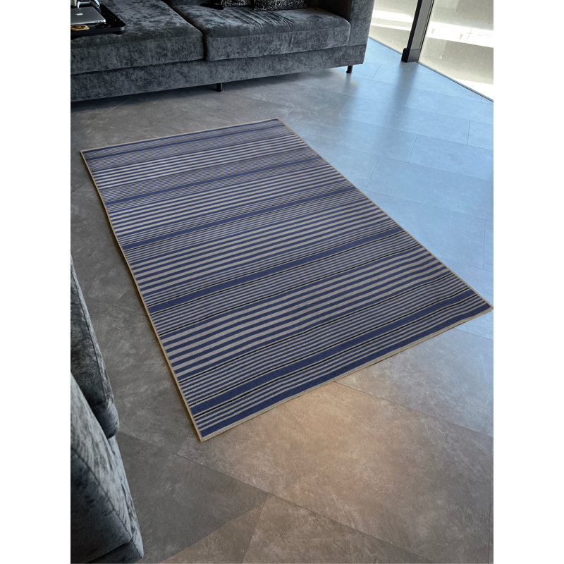Tapis décoratif bleu à motif géométrique, Tapis de couloir 3 pi 3,37 po x 6 pi 6,74 po