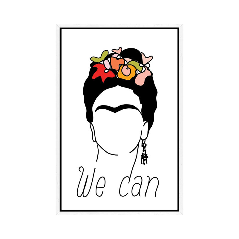 Frida We Can - Print on Canvas, White Framed, 66.04 cm H x 45.72 cm W