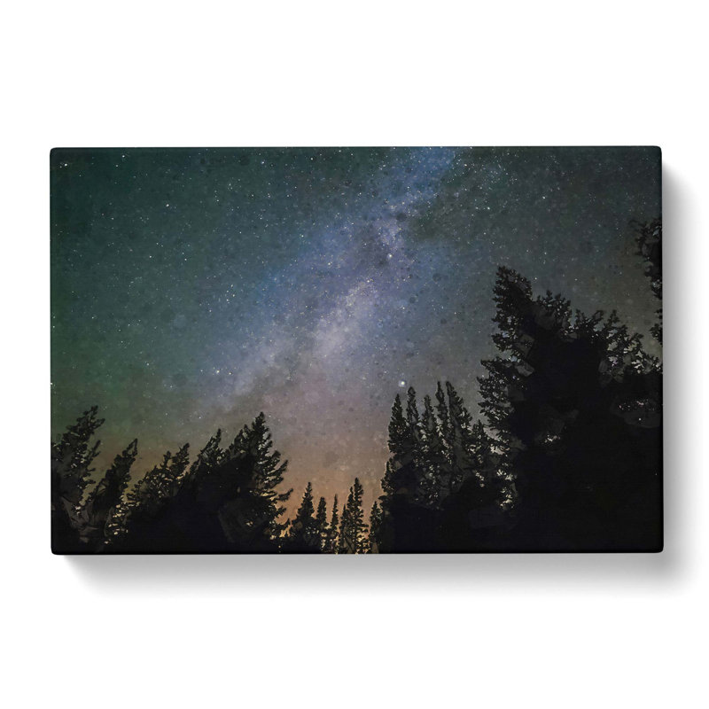 The Milky Way Above A Forest In Abstract - Wrapped Canvas Print, 60cm H x 91cm W x 3cm D