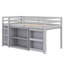 Lit mezzanine pour enfants avec tiroir, tablettes, bureau coulissant et garde-corps-129171300