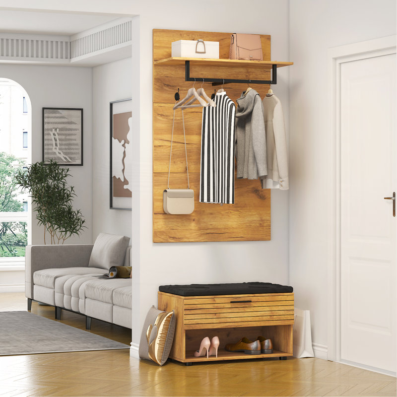 Armoire à chaussures polyvalente avec plusieurs options de rangement et banc