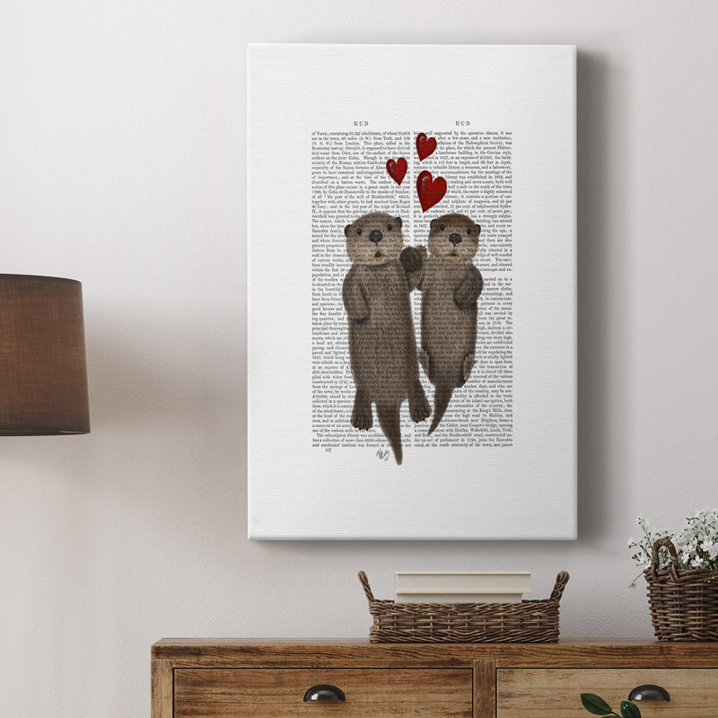 Otters Holding Hands -Custom Wrapped Gallery Cavas