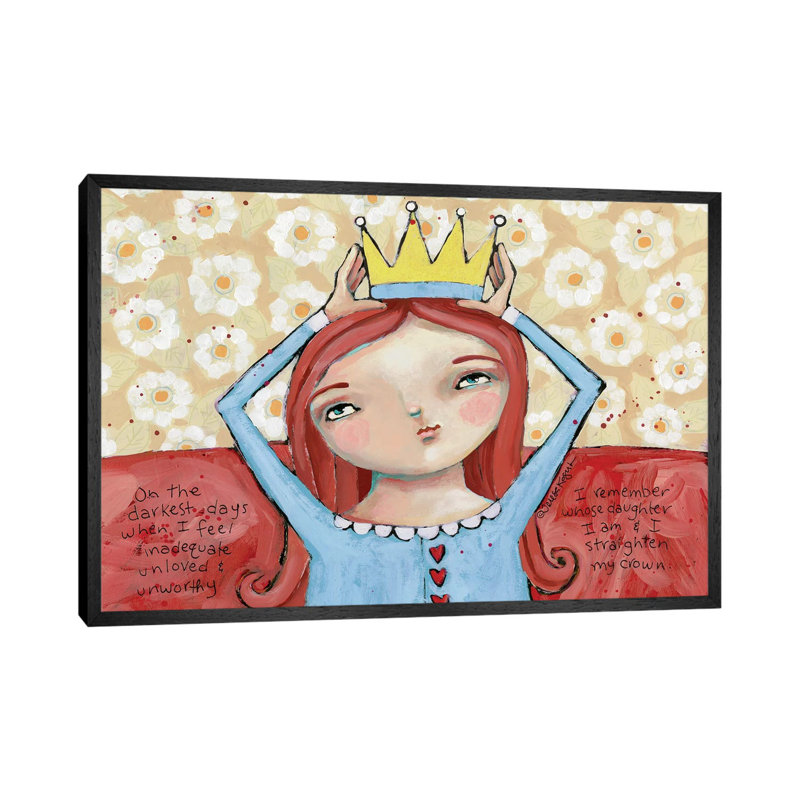 Straighten Your Crown Redhead 1 Piece Wall Art on Canvas, 45.72cm H x 66.04cm W x 3.81cm D, Black Floater Framed