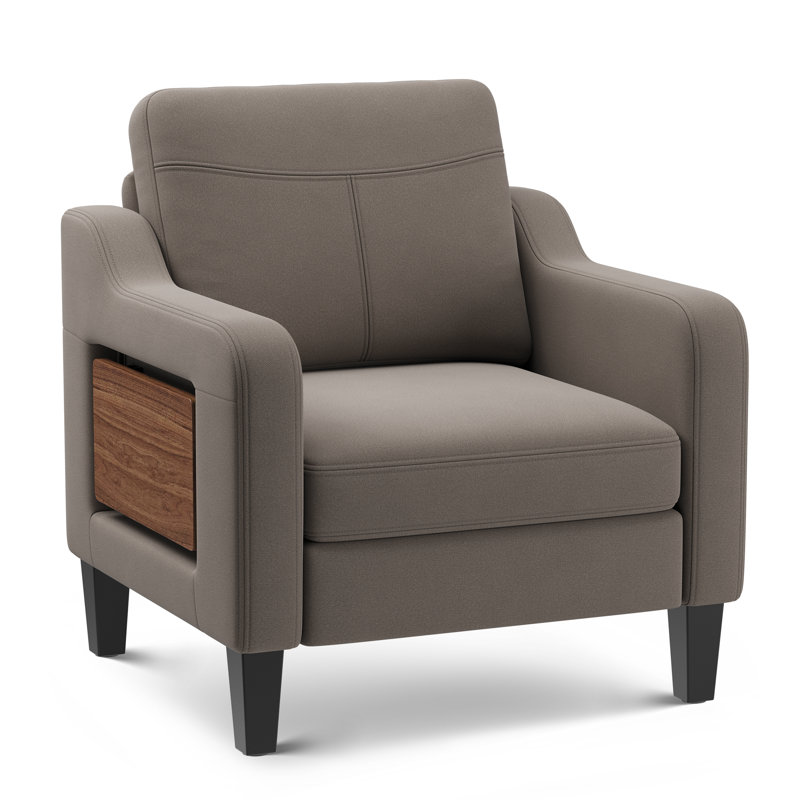29.9" Wide Mid-Century Upholstered Premium Fabric Chair,Sofa, Brown, 2