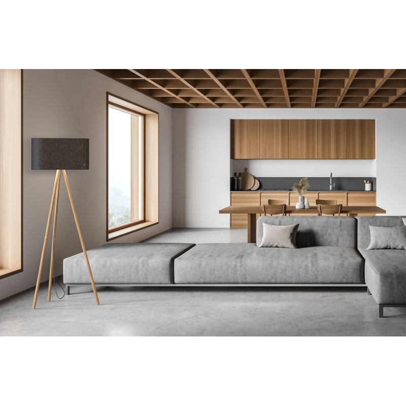 Belmont Tripod Floor Lamp, Walnut, White