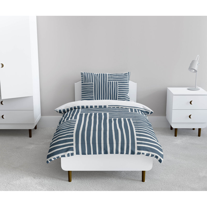 Grid Puz Comforter Set, Blue