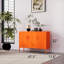 Armoire de rangement verrouillable en métal à 3 portes de 47,3 po de large avec casier d'appoint, armoire à outils robuste, 2 tablettes amovibles et assemblage facile, pour la maison, le bureau, le vestibule et le couloir - orange-1205966449