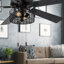 Ventilateur de plafond à 5 pales de 52 po avec abat-jour cage en métal noir Emmie