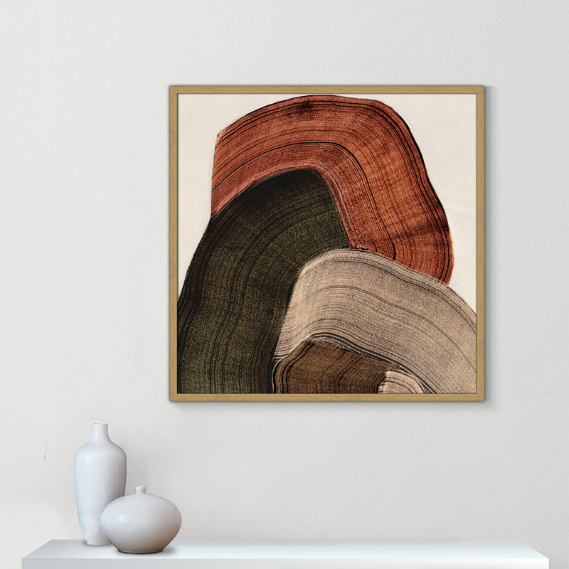 «Folded Earth I» par Casa Fine Arts, Grain de bois naturel, L 32 po x H 32 po, Framed Print