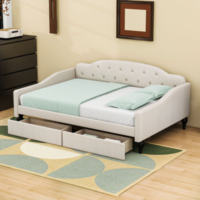 Full Upholstered Daybed with Storage Drawers