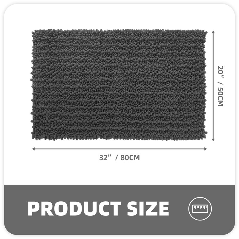 Tapis pour salle de bain Egista, L 32 po x l 20 po, Gris foncé