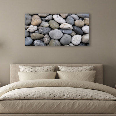 Canvas Wall Art Gray pebbles landscape Rocks Wall Decor for Living Room Bathroom Bedroom Office 20"H x 40"W Art Paintings, Ready to Hang