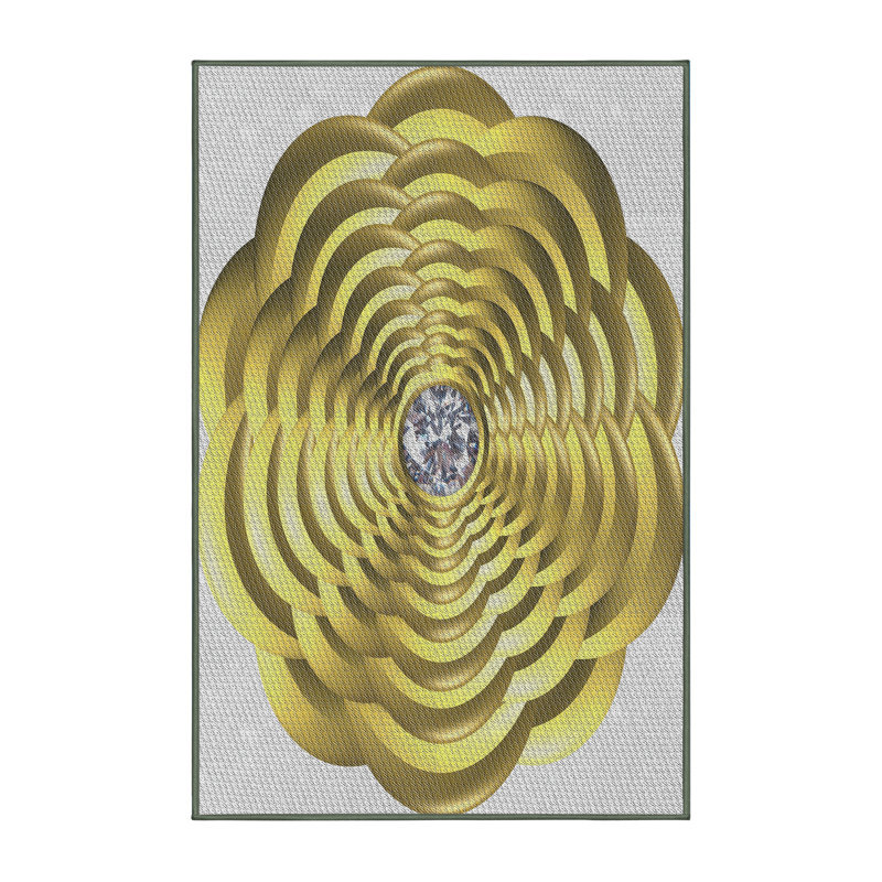 Tapis jaune tissé à la machine, Rectangle 2 pi x 3 pi