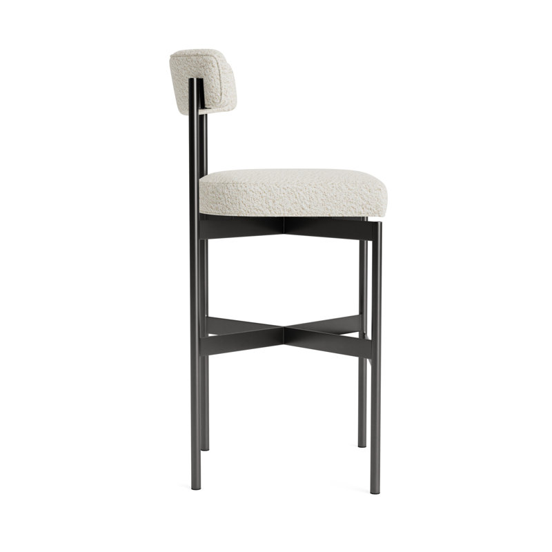 Remy Bar Stool, Berber - Cream, Pewter, Bar Stool (31” Seat Height)