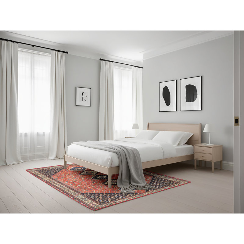 Tapis beige / bleu marine / rouge Southwestern, Rectangle 5 pi x 7 pi