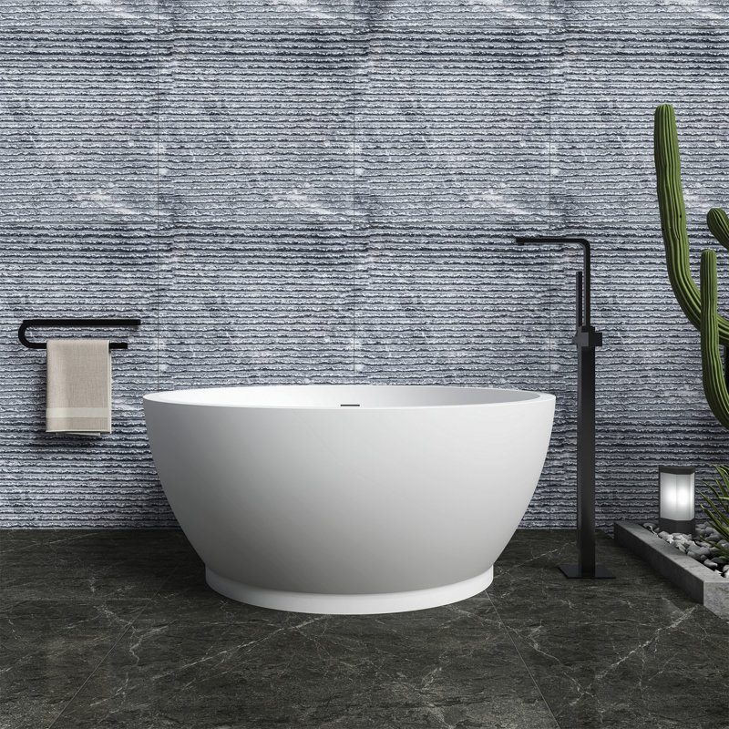 57 Inch Freestanding Solid Surface Soaking Bathtub For Bathroom