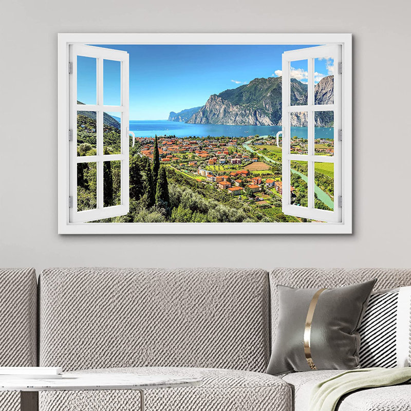 Window Scenery " European Village ", 32" H x 48" W x 1.5" D