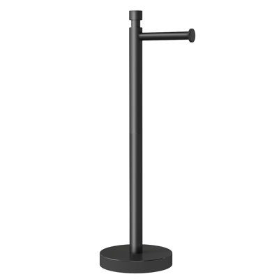 Toilet Paper Holder Stand Freestanding, Weighted And Sturdy Matte Black Stainless Steel Stand Alone Toilet Paper Holder,Non-Slip Tissue Roll Holder For Modern Bathroom, RV