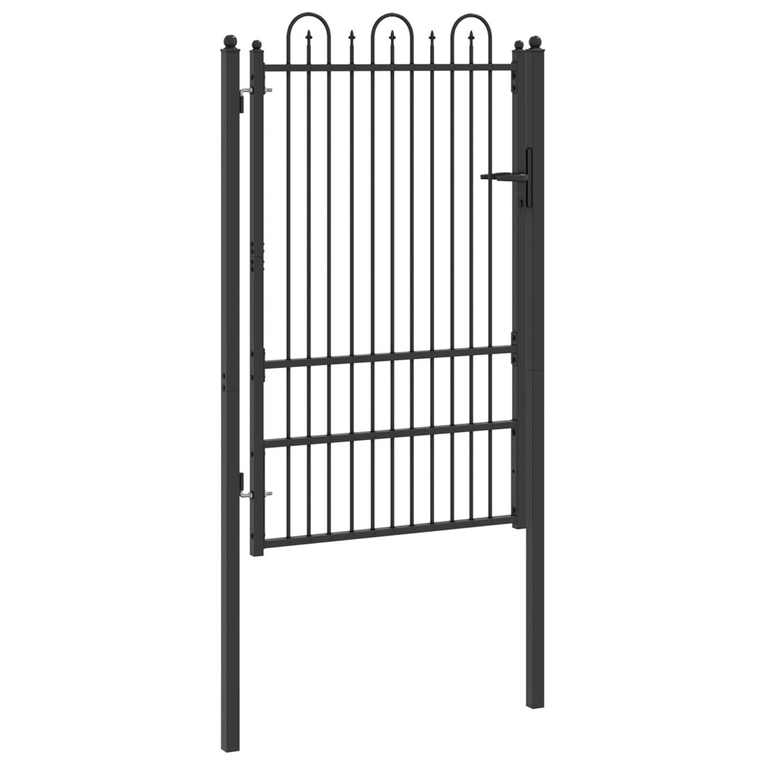 Vidaxl Fence Gate HORST Black Metal Security Accessory Outdoor Barrier Secure