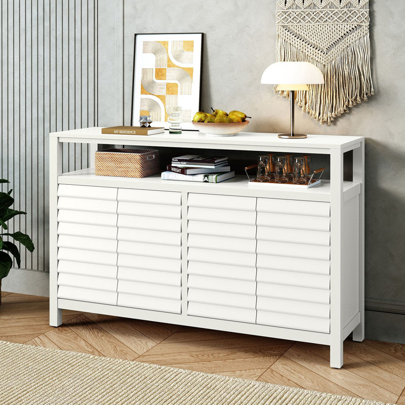 Crédence 4 portes avec tablette ouverte, Blanc