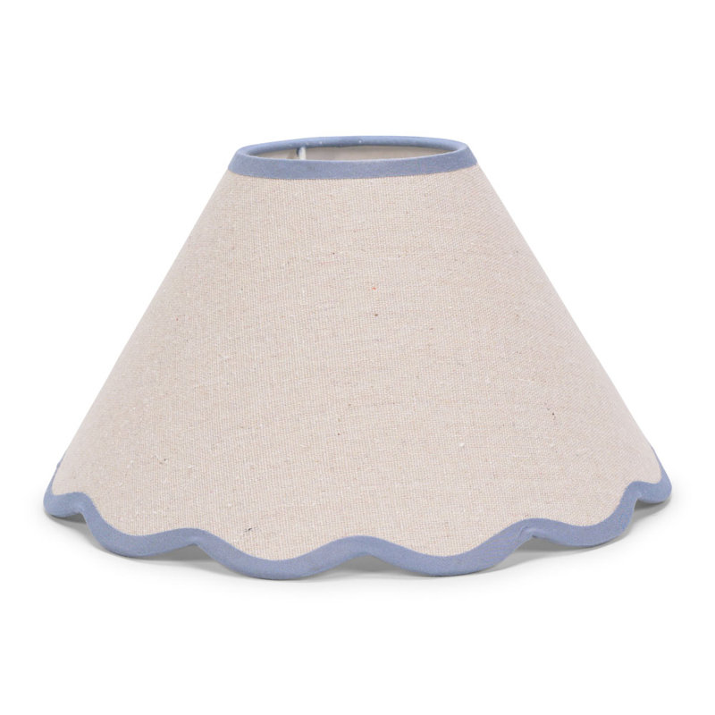 Florie Linen Blend Tapered Pendant Shade ( Clip On ), Cream/Blue, 15cm H x 27.5cm W x 27.5cm D