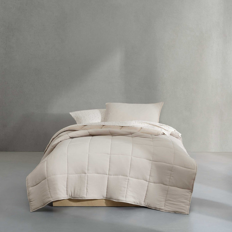 Ensemble d'édredon en peluche réversible Calvin Klein, Beige, Édredon simple très long + 4 pièces supplément
