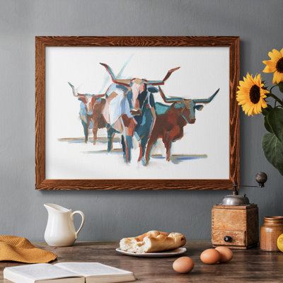 Modern Longhorns I, reproduction d'art sur toile